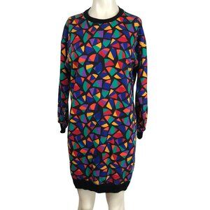 VTG no excuses - women's s/m- multicolor long sleeve crew neck sweatshirt dress